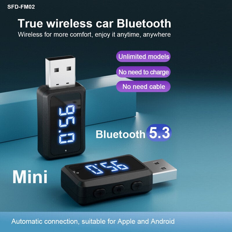 USB Bluetooth 5.3 FM-lähetin Langaton handsfree-musiikkivastaanotin autosarja USB-handsfree-puhelu MP3-soitin Autotarvikkeet hinta ja tiedot | USB-sovittimet äänentoistoon | hobbyhall.fi