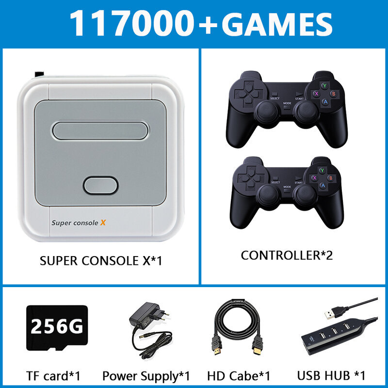 Retro-pelikonsoli Super Console X, jossa 110000 retropeliä PSP/PS1/DC/MAME-moninpelin arcade-pelikonsoliin max 256g hinta ja tiedot | Pelikonsolit | hobbyhall.fi