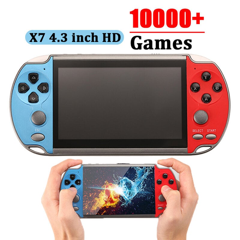 X7/X12 Plus Handheld Game Console 4.3/5.1/7.1 tuuman HD-näyttö Sisäänrakennettu 10000+ Pelit Kannettava audio-videosoitin Klassinen peli hinta ja tiedot | Pelikonsolit | hobbyhall.fi