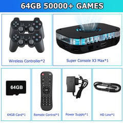 Super Console X3 Max Retro Gaming Player Dual System Emulator 97000+ Pelit SS/PSP/PS1/DC WiFi HD Android TV Media Boxille hinta ja tiedot | Pelikonsolit | hobbyhall.fi