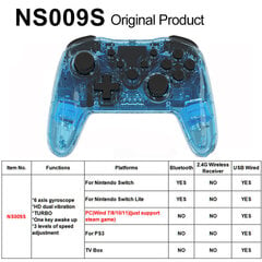 Nintendo Switch Controller Langaton Bluetooth Gamepad Videopeli USB Joystick Control PS3 Nintendo Switch Lite PC Win10 hinta ja tiedot | Pelikonsolit | hobbyhall.fi