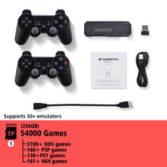 Videopelikonsoli TV HD Game Stick 4K 256GB 54000 Retro Kannettava Everdrive Gaming 50 Emulaattorit NDS PSP:lle PS1 N64 GD10 Stick hinta ja tiedot | Pelikonsolit | hobbyhall.fi