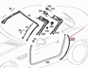 Mercedes-Benz SLK R172 B-pylvään oikeanpuoleinen tiiviste A1726310298 Aito hinta ja tiedot | Lisätarvikkeet autoiluun | hobbyhall.fi