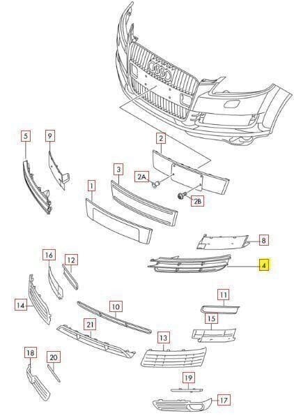 AUDI Q7 2007-2009 Etupuskurin säleikkö musta vasen 4L080768101C alkuperäinen 4L080768101C alkuperäinen hinta ja tiedot | Lisätarvikkeet autoiluun | hobbyhall.fi