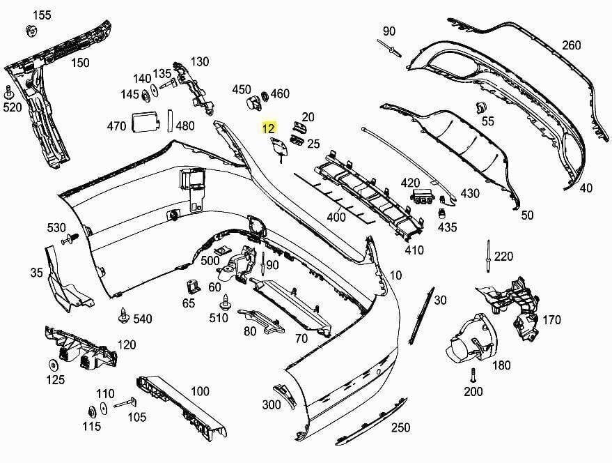 Mercedes-Benz C W205 Takapuskurin vetokoukun silmän suojus A20588502249999 Aito A20588502249999 hinta ja tiedot | Lisätarvikkeet autoiluun | hobbyhall.fi