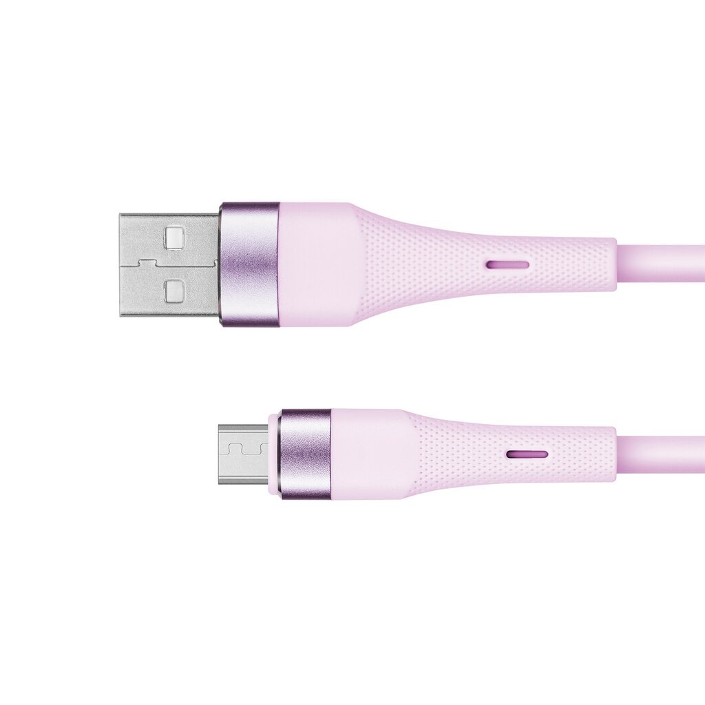 Silikoninen USB - microUSB kaapeli Kruger&Matz Basic, 1m, vaaleanpunainen hinta ja tiedot | Puhelinkaapelit | hobbyhall.fi