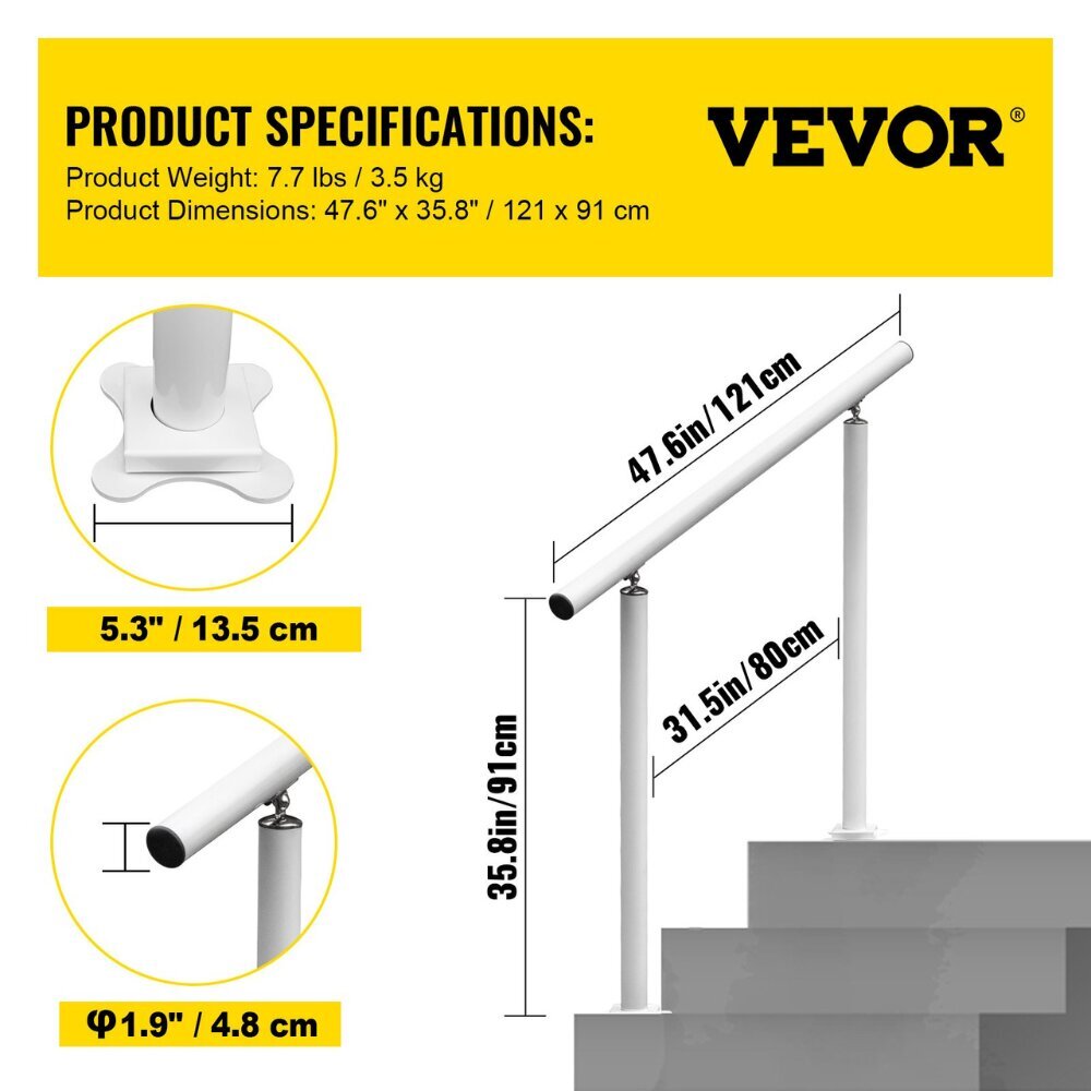 4-5 askelman käsijohde Vevor, 121x91 cm hinta ja tiedot | Portaat | hobbyhall.fi