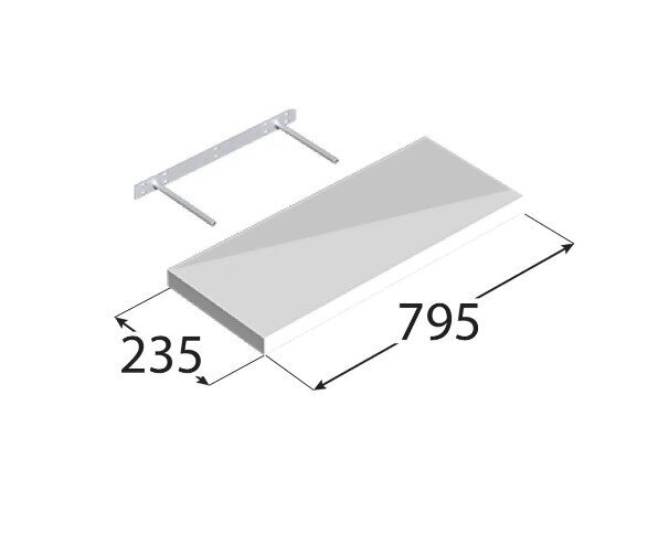 Hylly piilokiinnityksellä 795/235, valkoinen hinta ja tiedot | Varastohyllyt | hobbyhall.fi