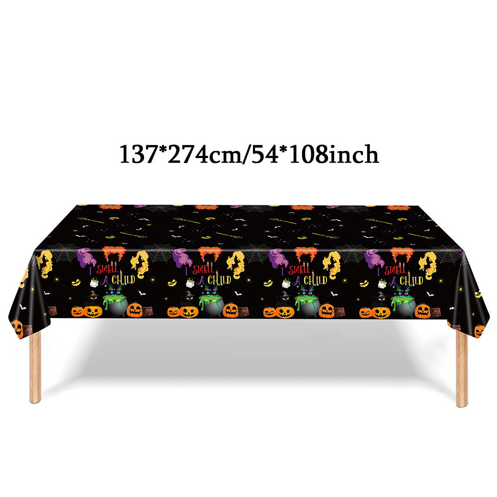 Pumpkin Witch Ghost Halloween -teema Suorakulmio Kertakäyttöinen Pöytäliina Juhlakoristeet Pöydänpäällinen Festivaalin karnevaalitarvikkeet hinta ja tiedot | Hauskat juhlapelit ja -tuotteet | hobbyhall.fi