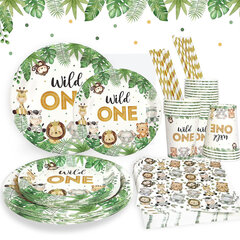 125 kpl Safari Jungle Baby Shower kertakäyttöinen astiasetti Sage Green Animal Boy -syntymäpäiväkoristelutarvikkeet juhlatarvikkeille 25 annosta hinta ja tiedot | Hauskat juhlapelit ja -tuotteet | hobbyhall.fi