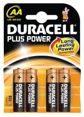 Paristo Duracell Plus Power AA 4 kpl hinta ja tiedot | Paristot | hobbyhall.fi