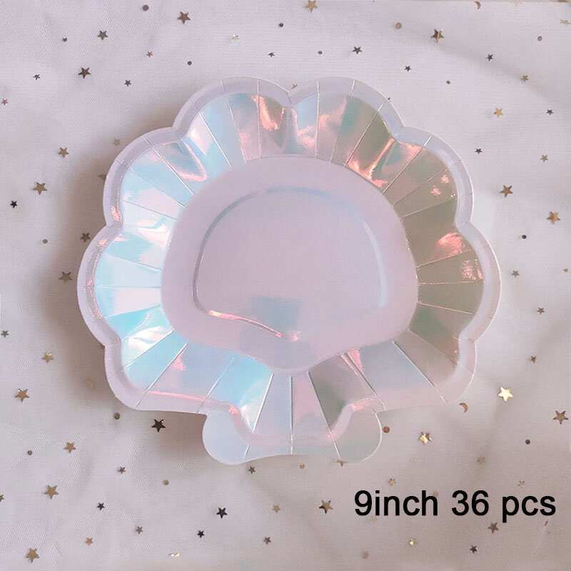 36 kpl Irisoiva Sparkle Shell Prinsessa Juhlatarvikkeet Sisustus kakkulautanen Kertakäyttöiset paperilautaset Unicorn Mermaid Bride Favors7\ hinta ja tiedot | Hauskat juhlapelit ja -tuotteet | hobbyhall.fi