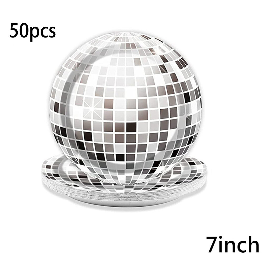 50 kpl Disco Ball Paperilautasia Polttarien koristelu Viimeinen diskotila 70-luvun diskojuhlatarvikkeet 7 9 tuuman paperipöytä hinta ja tiedot | Hauskat juhlapelit ja -tuotteet | hobbyhall.fi