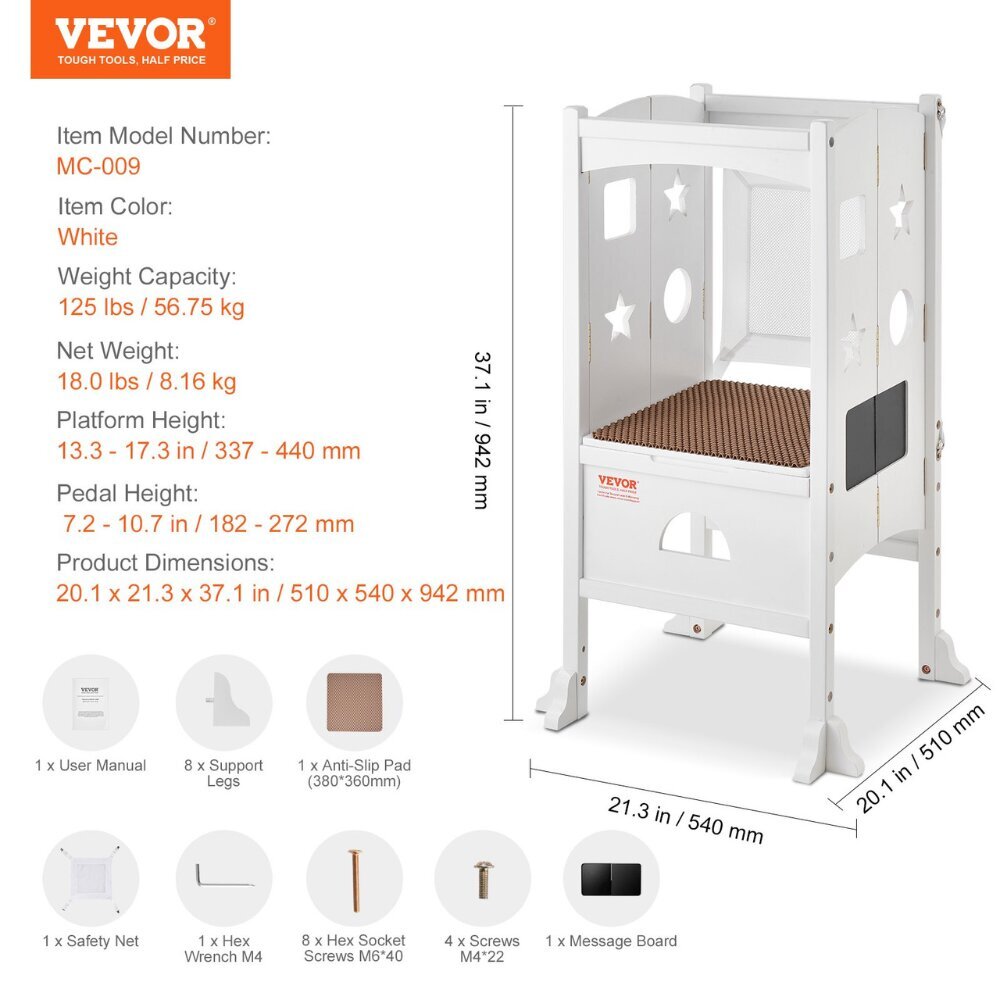 Lasten askelmat/tossut Vevor, 94x54x51 cm hinta ja tiedot | Lasten pöydät ja tuolit | hobbyhall.fi