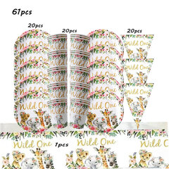 1 setti vaaleanpunainen villi Yksi tyttö 1. syntymäpäiväjuhlien teema astiasto Paperilautaset Cup Jungle Safari Juhlatarvikkeet vauvan suihku lapsille hinta ja tiedot | Hauskat juhlapelit ja -tuotteet | hobbyhall.fi