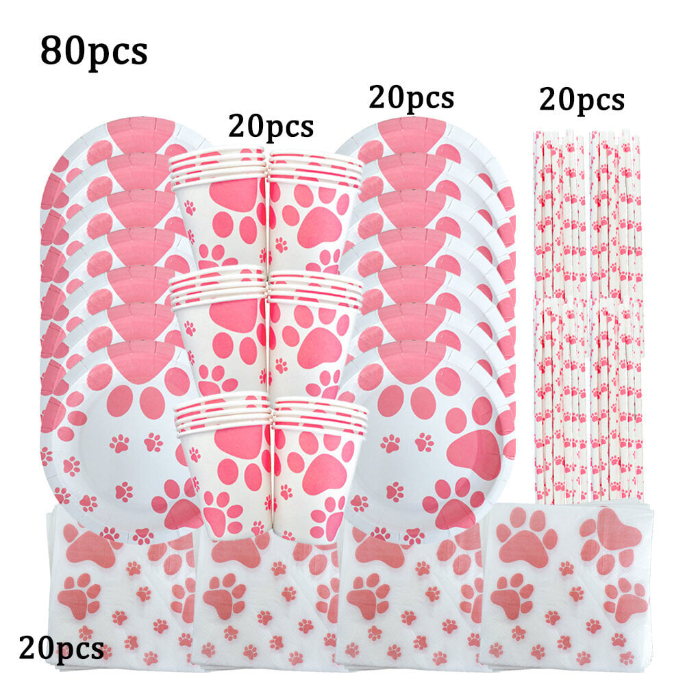 Vaaleanpunainen koiratassu -teema Syntymäpäiväjuhlasisustus Kertakäyttöinen astiasto Kupilautanen Lemmikkikoiran juhlasisustus Vauvan suihkutarvikkeet hinta ja tiedot | Hauskat juhlapelit ja -tuotteet | hobbyhall.fi