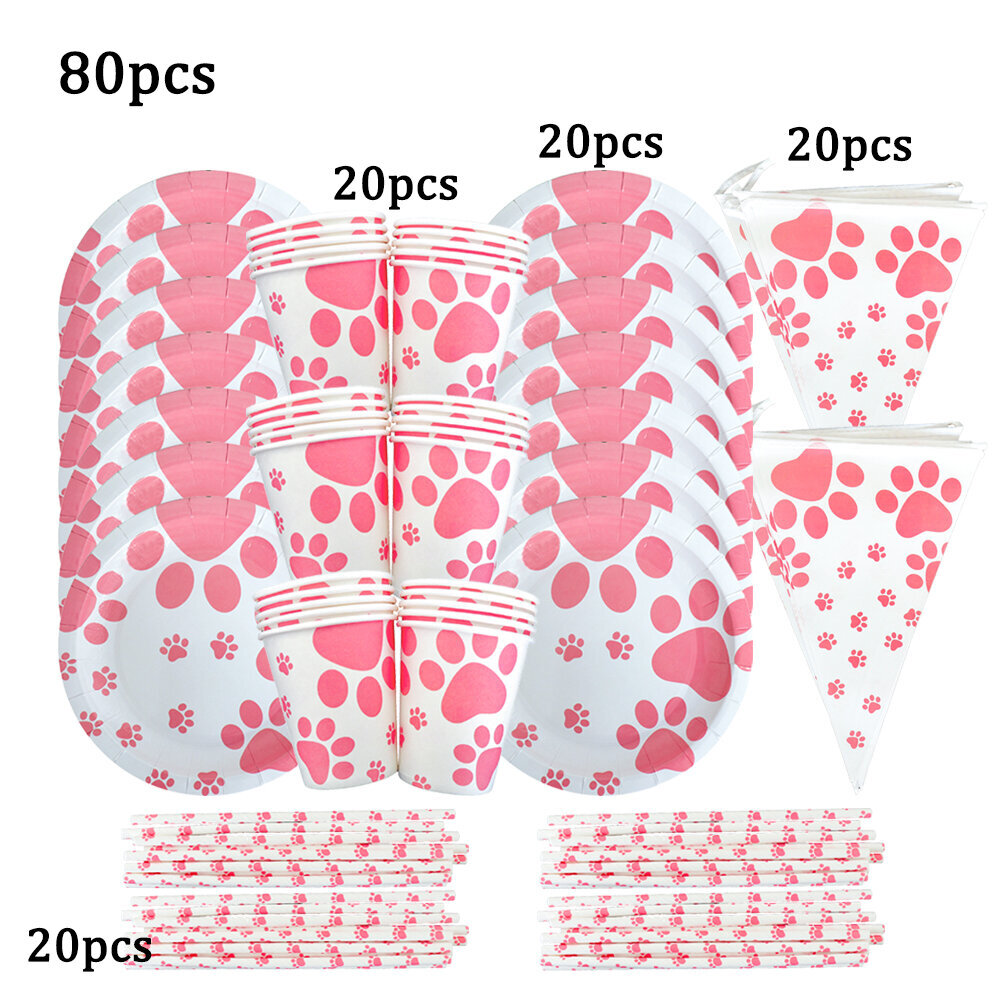 Vaaleanpunainen koiratassu -teema Syntymäpäiväjuhlasisustus Kertakäyttöinen astiasto Kupilautanen Lemmikkikoiran juhlasisustus Vauvan suihkutarvikkeet hinta ja tiedot | Hauskat juhlapelit ja -tuotteet | hobbyhall.fi