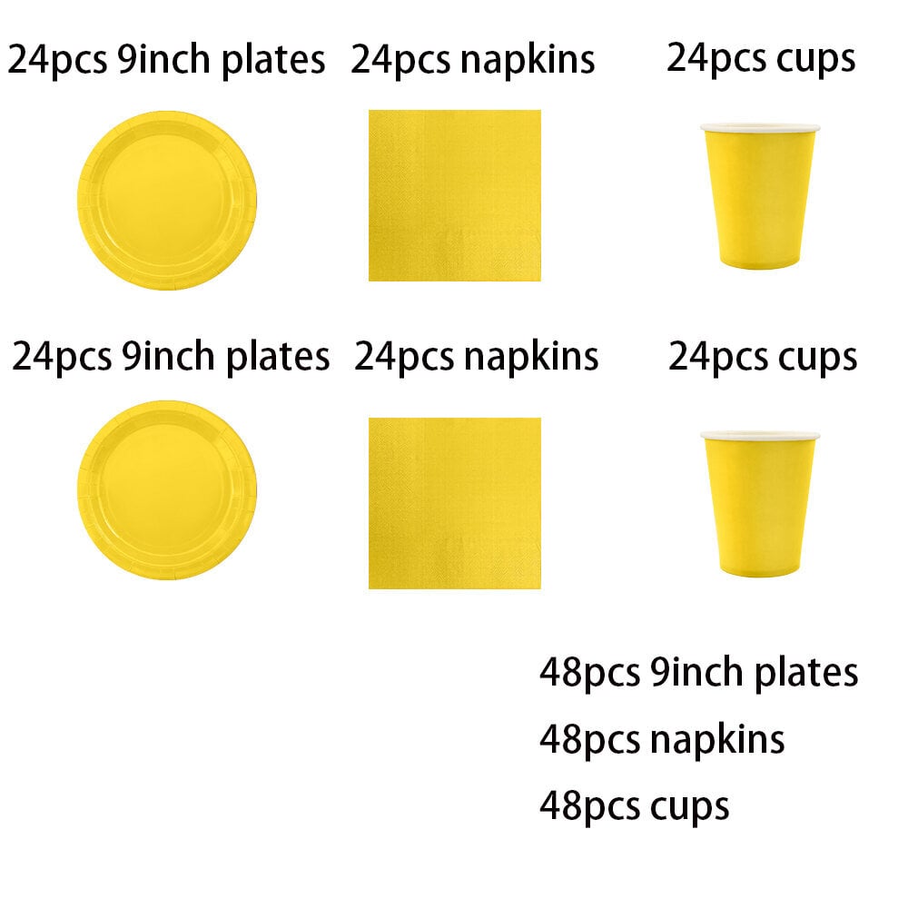 Yksinkertaisen keltainen Setit Syntymäpäiväjuhlakoristeet Lapset Suihku Pojat Tytöt Astiastotarvikkeet Pöytäliina Ilmapallo Kakku Topper Olki hinta ja tiedot | Hauskat juhlapelit ja -tuotteet | hobbyhall.fi