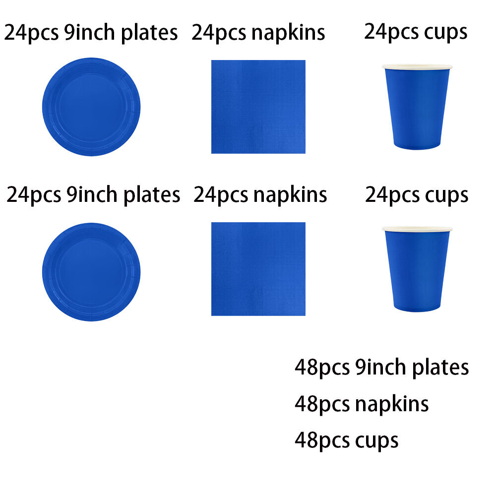 Kiinteät tummansiniset sarjat Syntymäpäiväjuhlakoristeet Lapset Suihku Pojat Tytöt Astiastotarvikkeet Pöytäliina Ilmapallo Kakku Topper Olki hinta ja tiedot | Hauskat juhlapelit ja -tuotteet | hobbyhall.fi