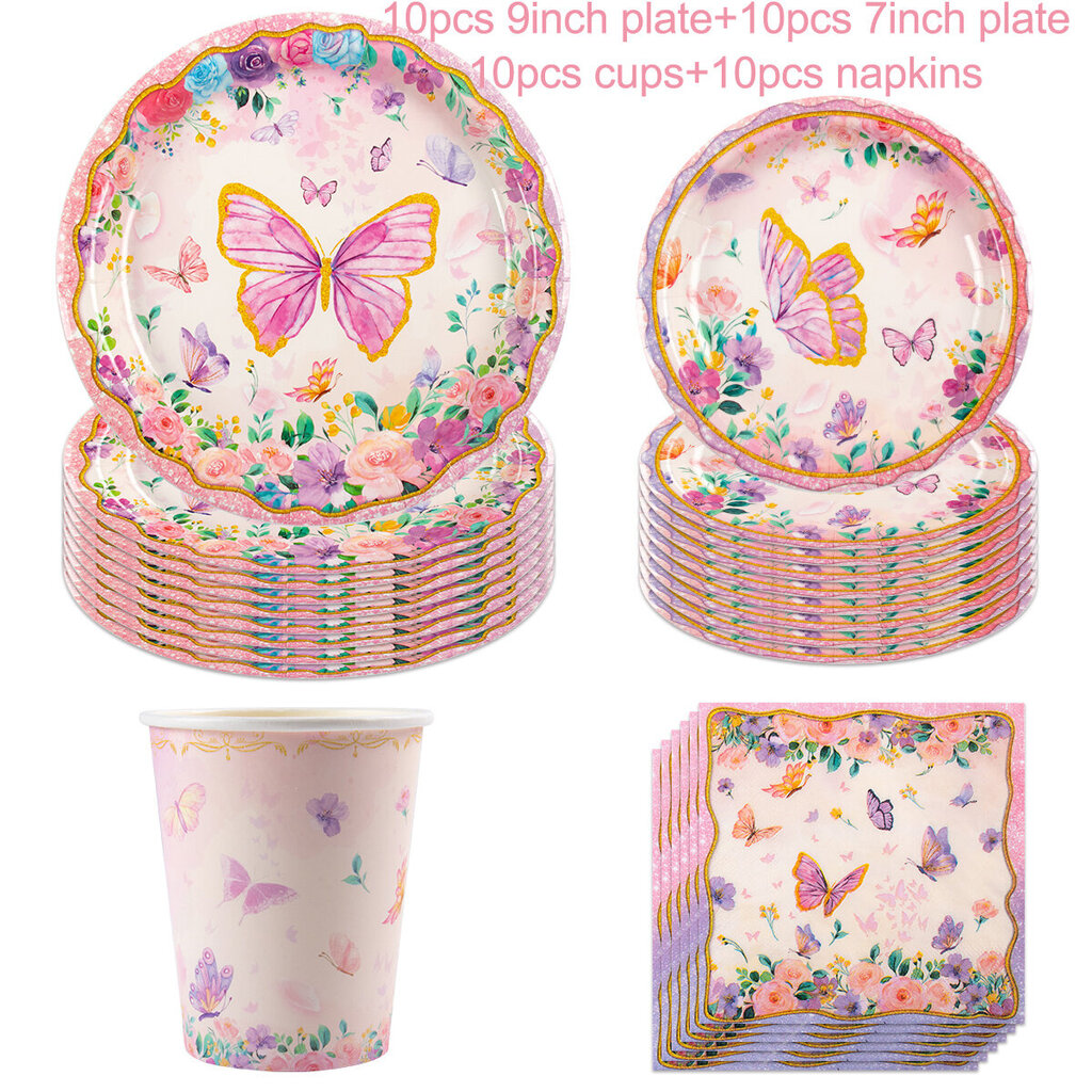 1 setti Pink Butterfly Syntymäpäiväpöytäsarja Happy Birthday Juhlakoristeet Lasten Tytöt Perhoset Syntymäpäivätarvikkeet Baby Shower hinta ja tiedot | Hauskat juhlapelit ja -tuotteet | hobbyhall.fi