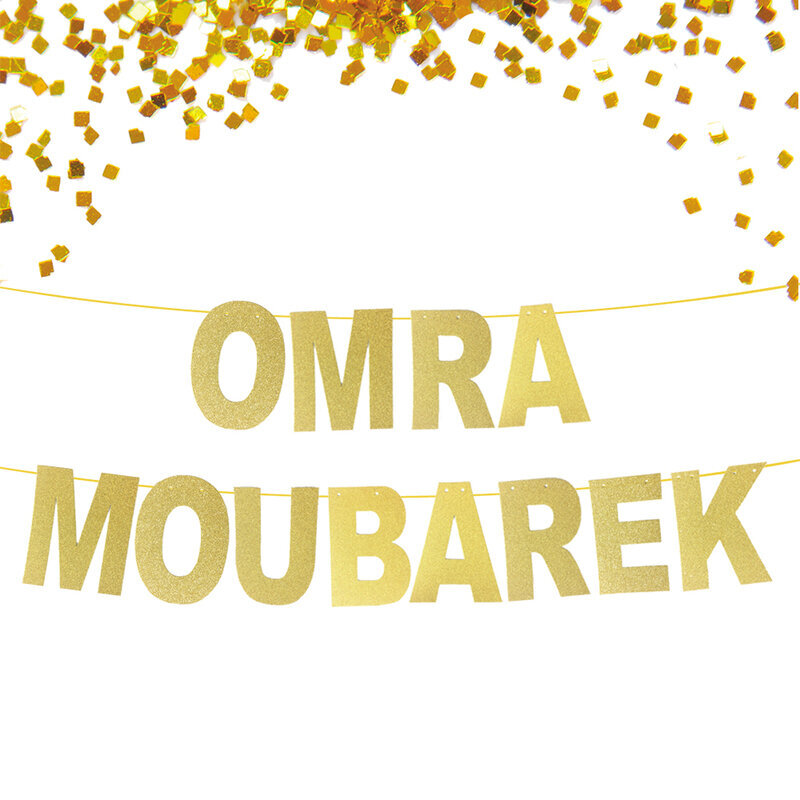 Glitter Gold Banner Omra Moubarek, Ramadan mubarak -banneri, Eid-Omra Moubarek hinta ja tiedot | Hauskat juhlapelit ja -tuotteet | hobbyhall.fi