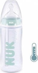 Pullo lämpötilan osoittimella NUK Anti-Colic, mintunvärinen, 0-6 kk, 300 ml hinta ja tiedot | Tuttipullot ja tarvikkeet | hobbyhall.fi