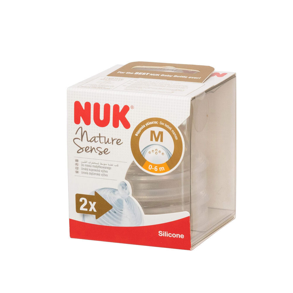 Silikoninen tutti NUK Nature Sense, M, 0-6 kk, 2 kpl hinta ja tiedot | Tuttipullot ja tarvikkeet | hobbyhall.fi