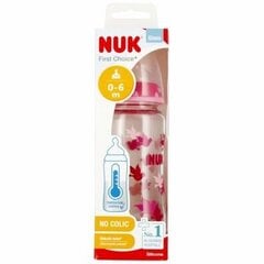 Pullo lämpötilan osoittimella NUK First Choise, vaaleanpunainen, 0-6 kk, 240 ml hinta ja tiedot | Tuttipullot ja tarvikkeet | hobbyhall.fi