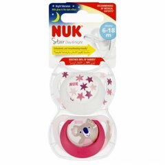 Tutti NUK Star Day&Night 10736727, valkoinen, vaaleanpunainen, 6-18 kk, 2 kpl hinta ja tiedot | Tutit | hobbyhall.fi