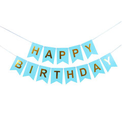 Happy Birthday Banner Bunting Flag Juhlakoristeet Lasten Sisustus-sininen hinta ja tiedot | Hauskat juhlapelit ja -tuotteet | hobbyhall.fi