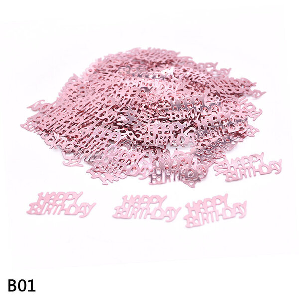 Silver Rose Gold 18 30 40 50 60 Confetti Happy Birthday Stars Pöytä-B01-ruusukulta