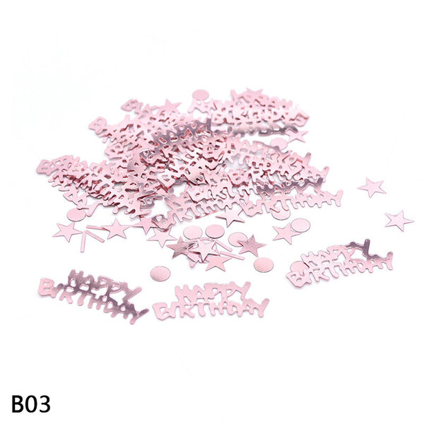 Silver Rose Gold 18 30 40 50 60 Confetti Happy Birthday Stars Pöytä-B03-ruusukulta