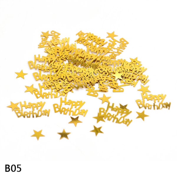 Silver Rose Gold 18 30 40 50 60 Confetti Happy Birthday Stars Pöytä-B05-kulta