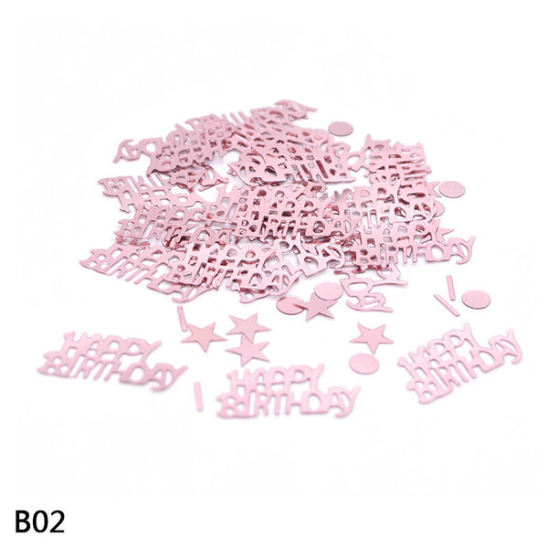 Silver Rose Gold 18 30 40 50 60 Confetti Happy Birthday Stars Pöytä-B02-ruusukulta