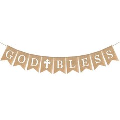 Säkkikangasbanneri God Bless Baptism -banneri Maalaismainen säkkiköysi Garland-White hinta ja tiedot | Hauskat juhlapelit ja -tuotteet | hobbyhall.fi