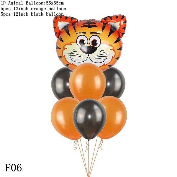 1 setti Happy Birthday Banner Sarjakuva Animal Paper Garland Jungle-F06-Tiger ballon setti