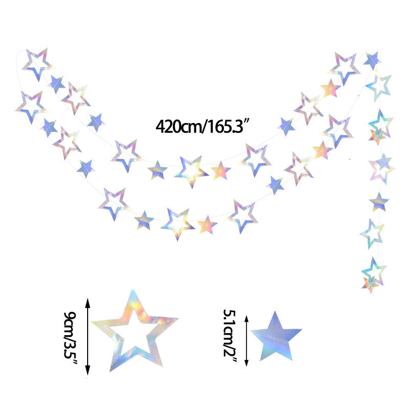 1 sarja Star String Bannerit Iriscent Twinkle Paper Garland for-B03 hinta ja tiedot | Hauskat juhlapelit ja -tuotteet | hobbyhall.fi