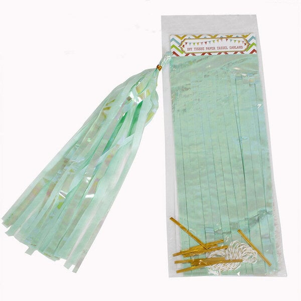 10 kpl Paperi Irisoiva Tupsu Garland Paperibanneri Mermaid-Mint Greenille