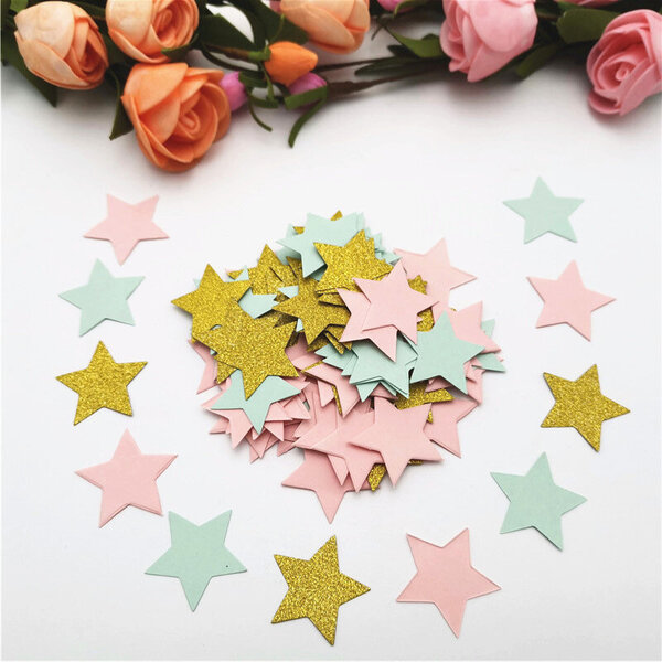 100kpl 3cm Glitter Rose Gold/Silver Star Paper Confetti Card Paper-Las25 Minttukulta