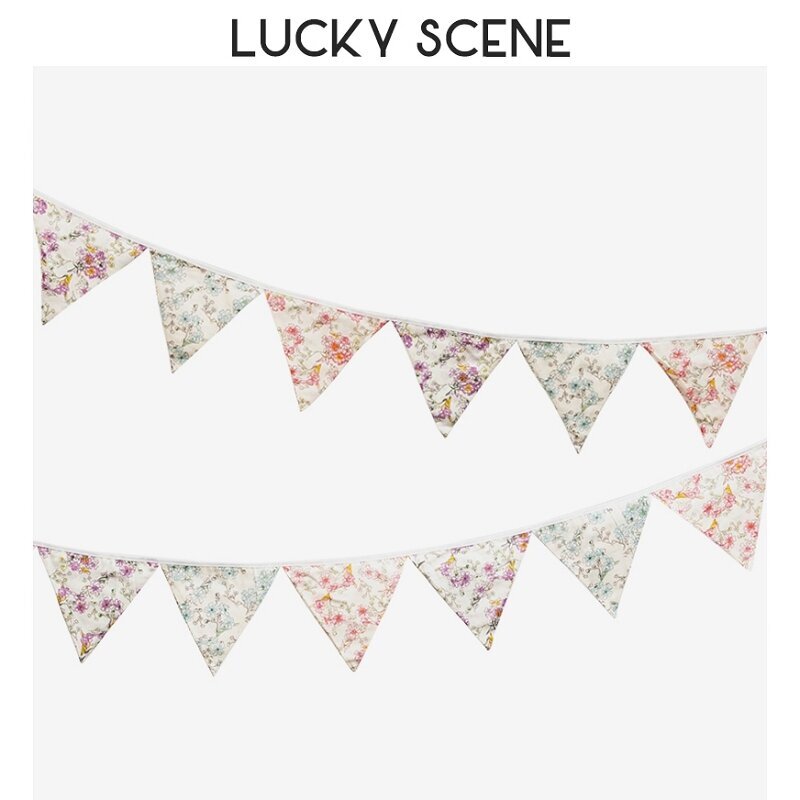 12 lippua Puuvillakangas Viiri Bunting Banner Juhlakoristeet Happy-H hinta ja tiedot | Hauskat juhlapelit ja -tuotteet | hobbyhall.fi