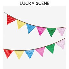 12 lippua Puuvillakangas Viiri Bunting Banner Juhlakoristeet Happy-W hinta ja tiedot | Hauskat juhlapelit ja -tuotteet | hobbyhall.fi