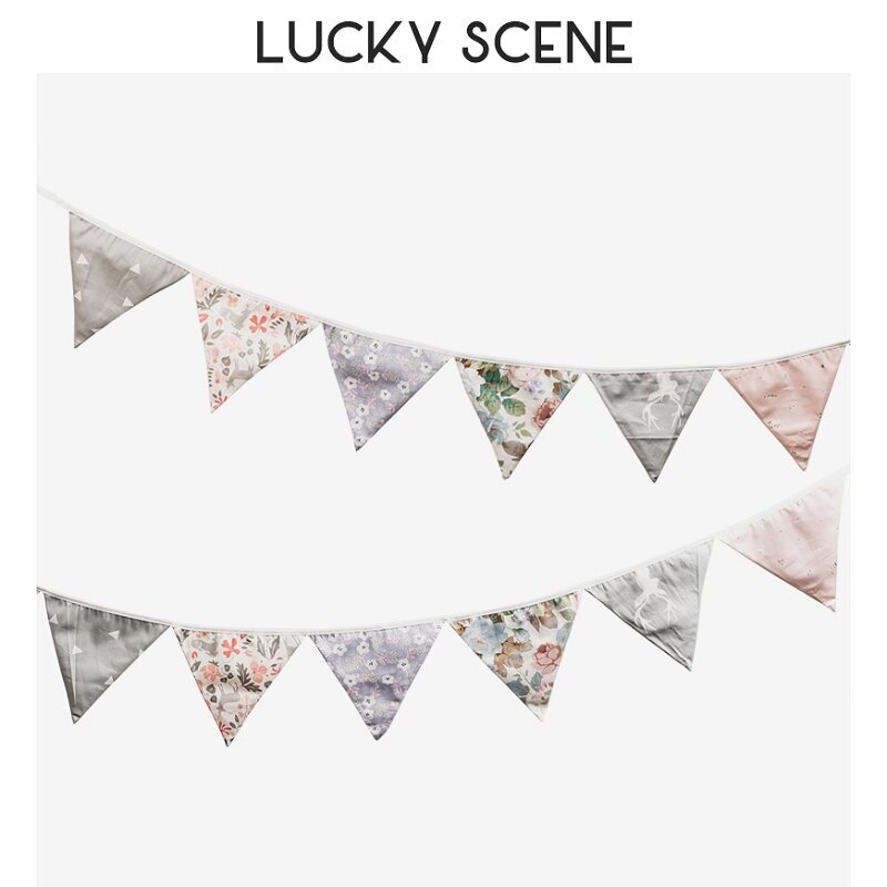 12 lippua Puuvillakangas Viiri Bunting Banner Juhlakoristeet Happy-F hinta ja tiedot | Hauskat juhlapelit ja -tuotteet | hobbyhall.fi