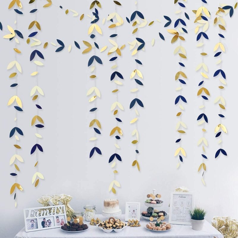 13 Ft Indigo Sininen Leaf Seppeleet Paperi Lehdet Streamer koristelu - Sininen kulta beige hinta ja tiedot | Hauskat juhlapelit ja -tuotteet | hobbyhall.fi