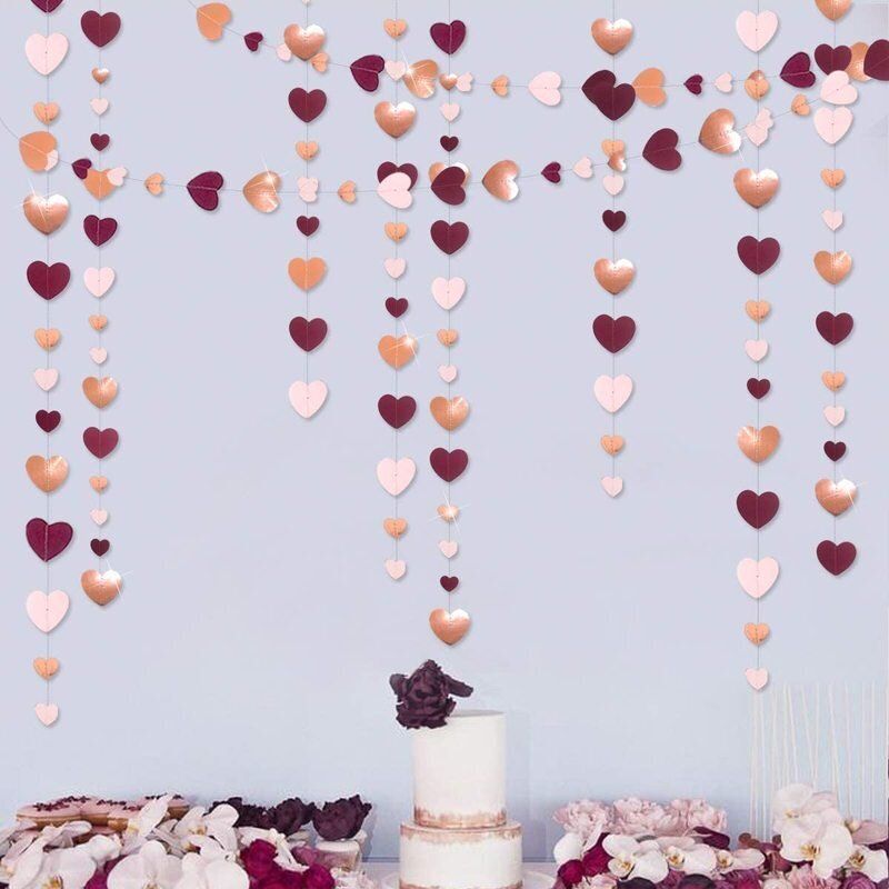 13 Ft Laventeli Purppura Valkoinen Paperi Love Heart Garlands Wall Hanging-Pink Rose Gold hinta ja tiedot | Hauskat juhlapelit ja -tuotteet | hobbyhall.fi