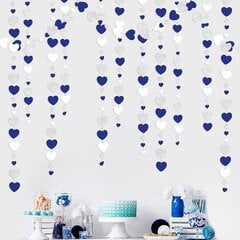 13Ft Laventeli Purppura Valkoinen Paperi Love Heart Garlands Seinäkoriste-Sininen Valkoinen Hopea hinta ja tiedot | Hauskat juhlapelit ja -tuotteet | hobbyhall.fi