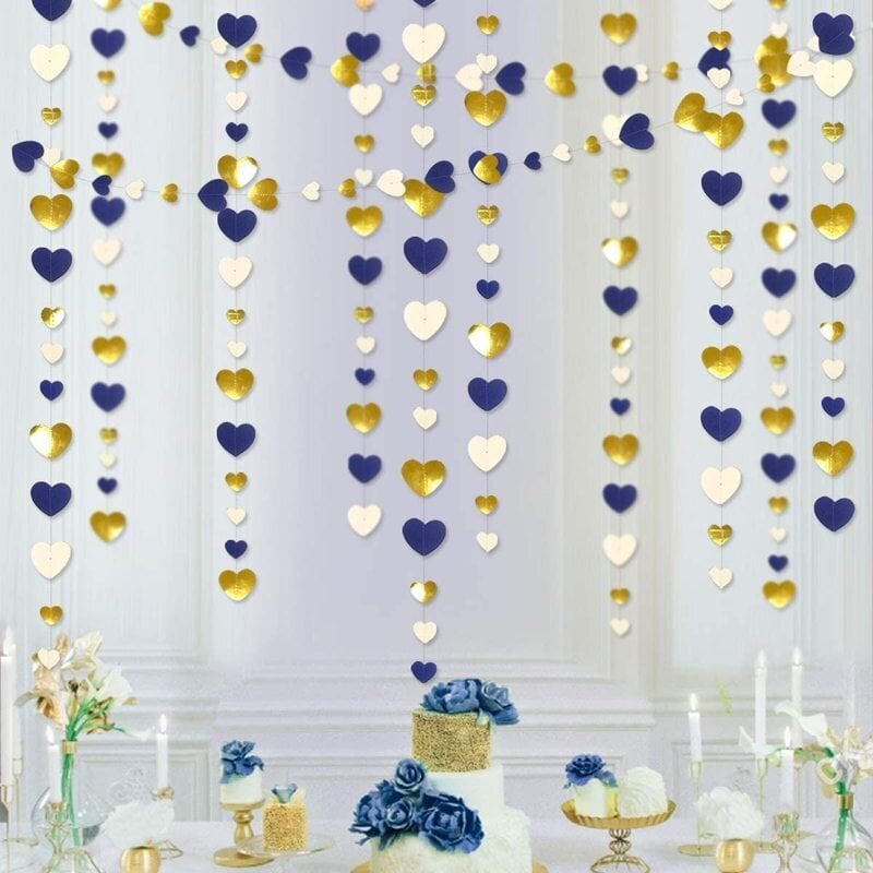 13 Ft Laventeli Purppura Valkoinen Paperi Love Heart Garlands Seinäkoriste-Sininen Kulta Beige hinta ja tiedot | Hauskat juhlapelit ja -tuotteet | hobbyhall.fi