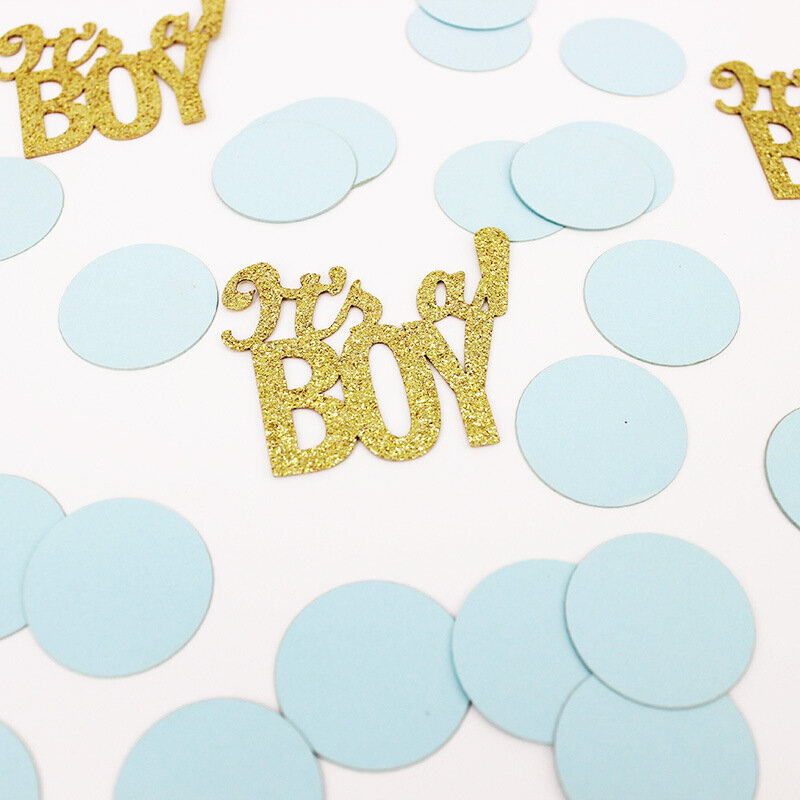 150 kpl Sininen vaaleanpunainen vauvan suihkupöytä konfetti Gender Reveal Party-Blue Gold pyöreä poika hinta ja tiedot | Hauskat juhlapelit ja -tuotteet | hobbyhall.fi