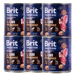 Brit Premium koiran ruoka, lammasta ja tattaria 800g x 6 kpl hinta ja tiedot | Koiran märkäruoka | hobbyhall.fi