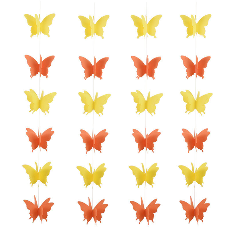 2,8 m värikäs 3D Butterfly Paper Garland Banner syntymäpäiväjuhliin - keltaoranssi hinta ja tiedot | Hauskat juhlapelit ja -tuotteet | hobbyhall.fi