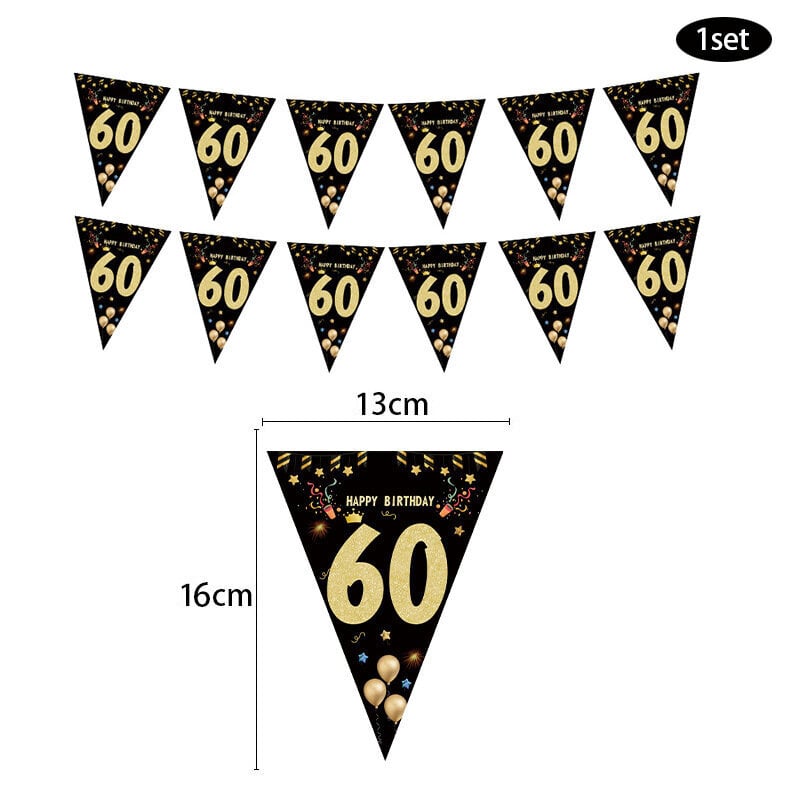 Happy Birthday Banner Streamer juhlataustojen koristeluun aikuisten tyyppi 60 hinta ja tiedot | Hauskat juhlapelit ja -tuotteet | hobbyhall.fi